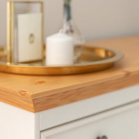 Bologna Elegante Massivholz Kiefer 5 Schubladen Kommode | Farbe Weiß - Kiefer