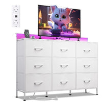 TV Lowboard 120cm mit LED Beleuchtung - TV Board bis 55 Zoll mit Ladestation