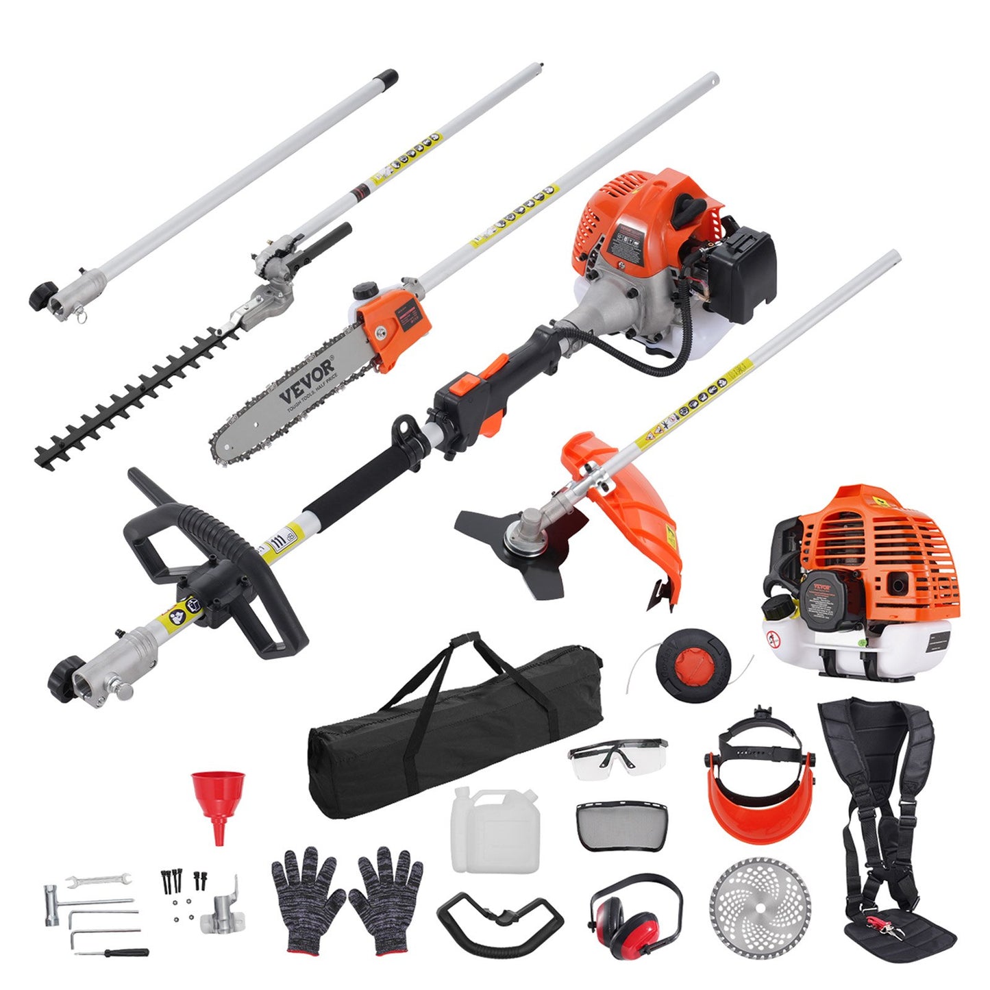 6-in-1 Multifunktions-Heckenschere Benzin 33CC - Motorsense Freischneider Set