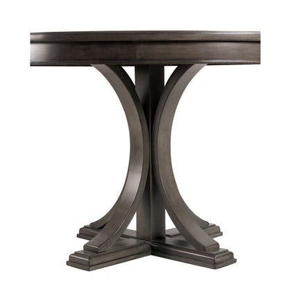 44  Round Dining Table, Solid Wood Finish Classic Design For Dining Room, Grey