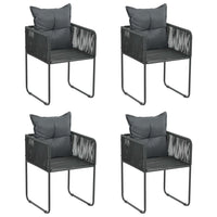 Garden Chairs 4 pcs with Cushions Poly Rattan