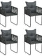 Garden Chairs 4 pcs with Cushions Poly Rattan
