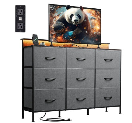 TV Lowboard 120cm mit LED Beleuchtung - TV Board bis 55 Zoll mit Ladestation