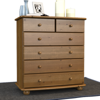 Anika Kommode Sideboard | Anrichte | 6-Schubladen | 100% Bio Kiefer Massivholz