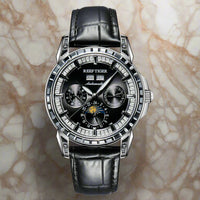Automatic moonphase  watch by reef tiger diamonds bezel blue dial
