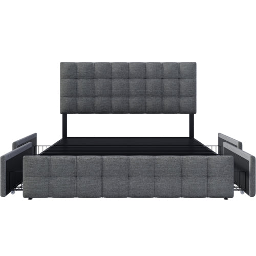 Polsterbett aus Leinen 160x200 – Eleganz trifft auf praktischen Stauraum