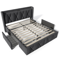 Polsterbett 160x200 mit USB, 4 Schubladen &amp; Matratze – Ihr Komplettpaket für modernen Schlafkomfort