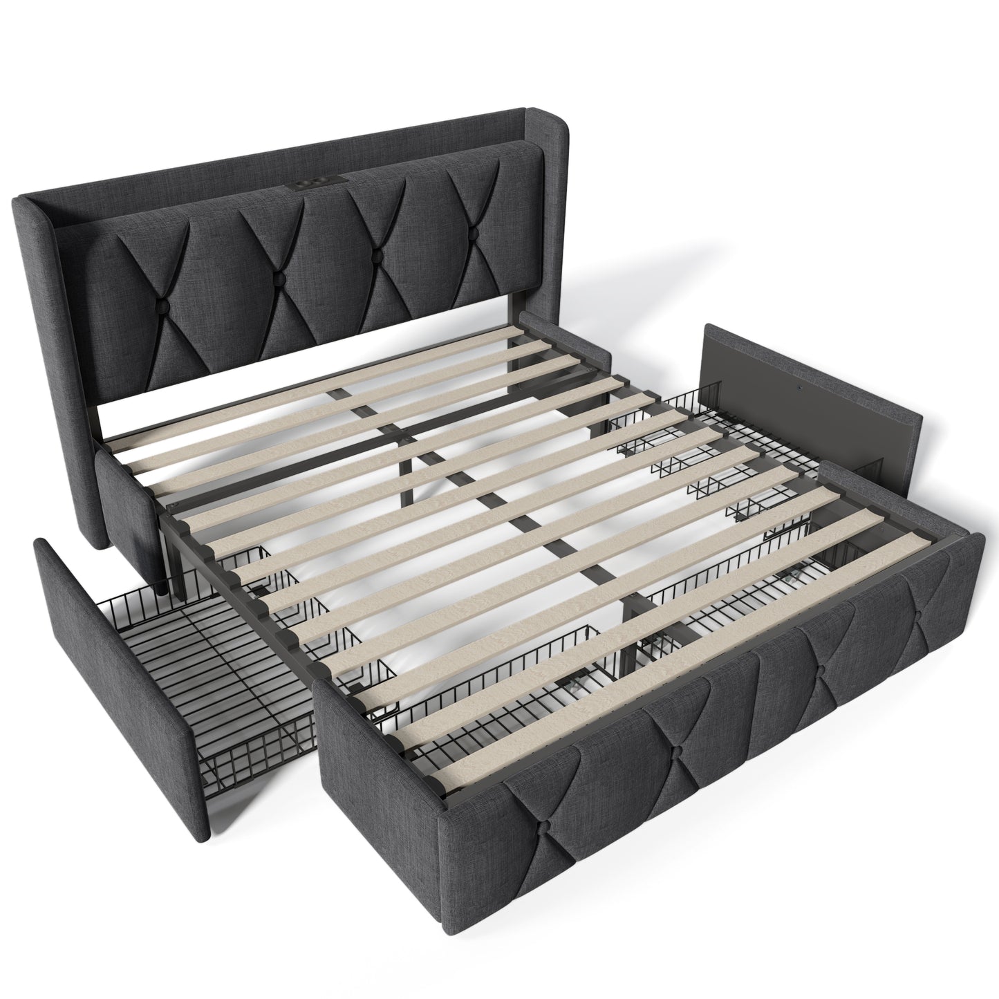 Polsterbett 160x200 mit USB, 4 Schubladen &amp; Matratze – Ihr Komplettpaket für modernen Schlafkomfort