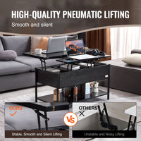 Couchtisch mit Lift-Funktion 100 cm – Stauraum, USB & LED-Beleuchtung