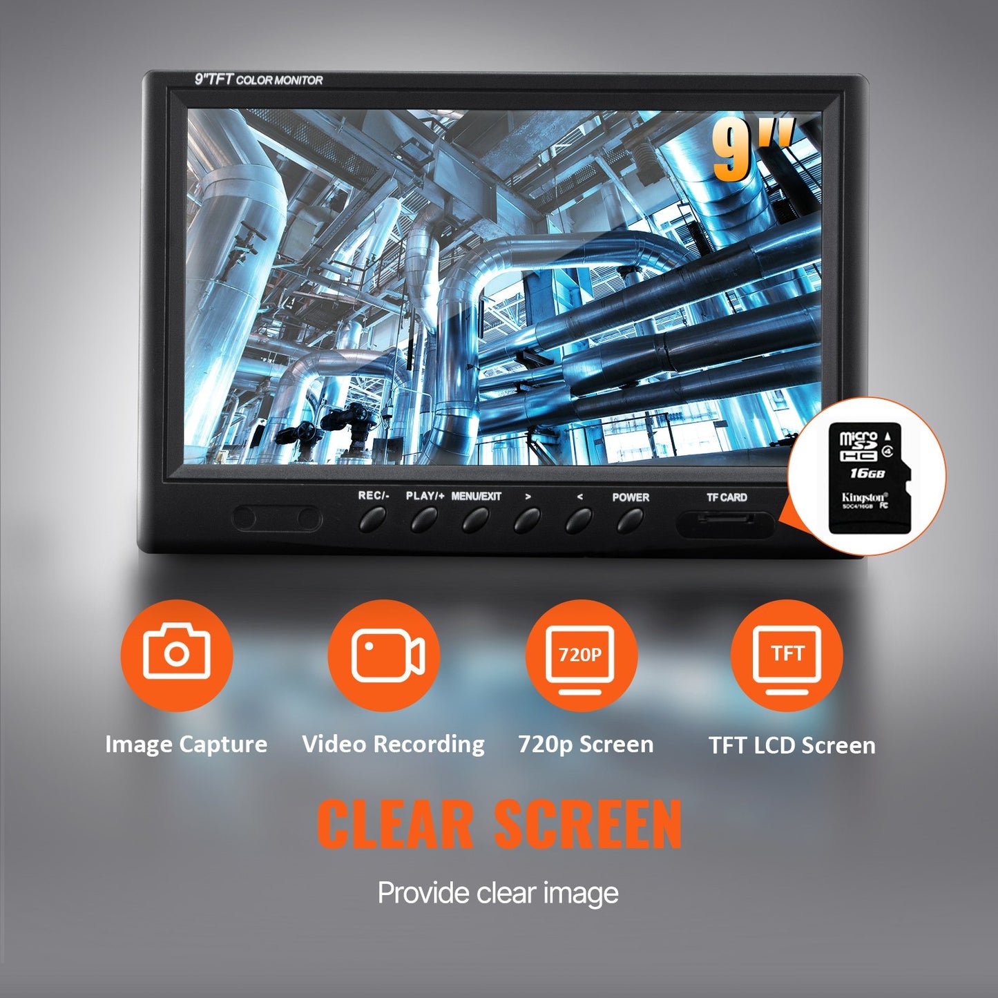 Sewer Camera Pipe Inspection Camera  512hz Sonde 9in 720p Screen 300 Ft