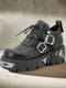 Dark punk style boots leather metal niche street style