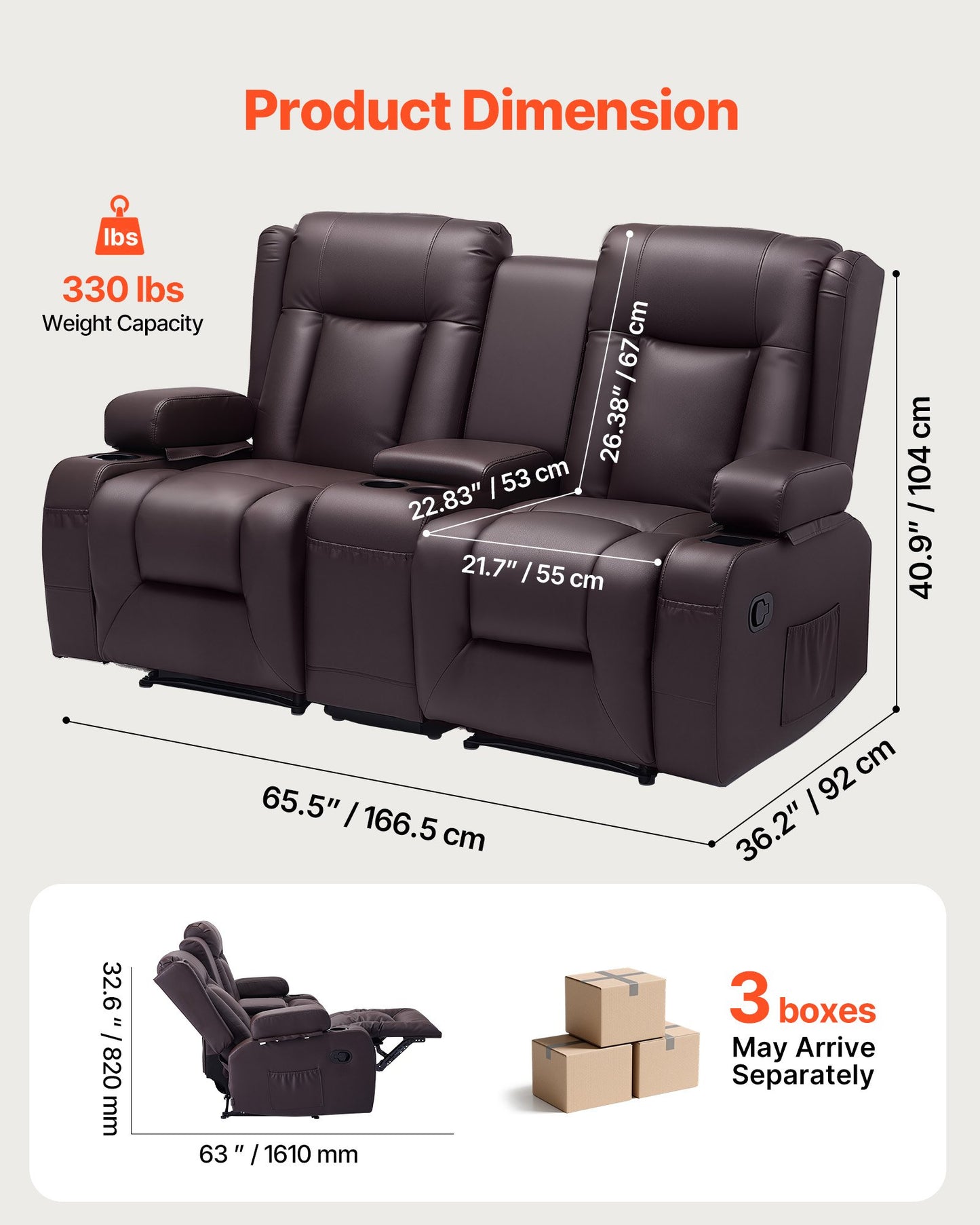 Loveseat Recliner Sofa mit Mittelkonsole – Komfort &amp; Funktionalität vereint