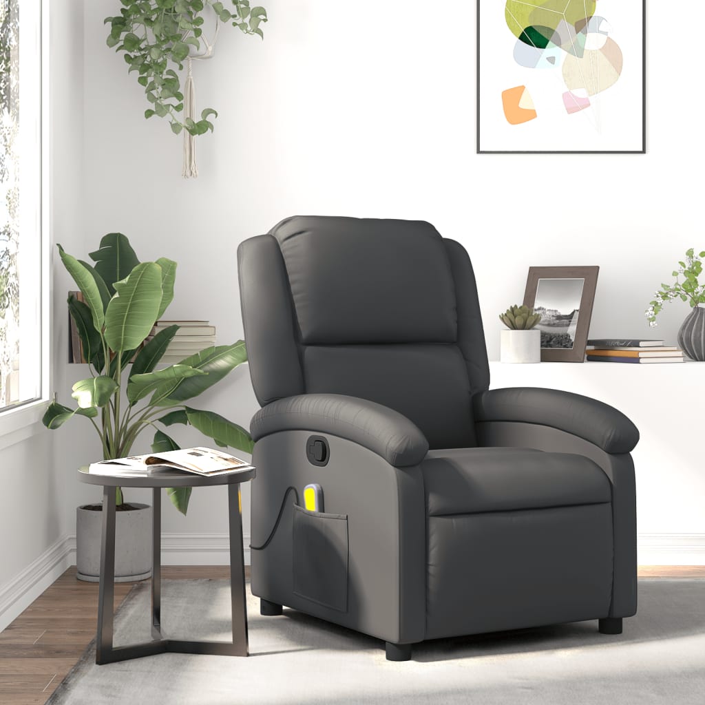 Massage Chair Recliner Genuine Leather Massage Chair Recliner Dark Brown