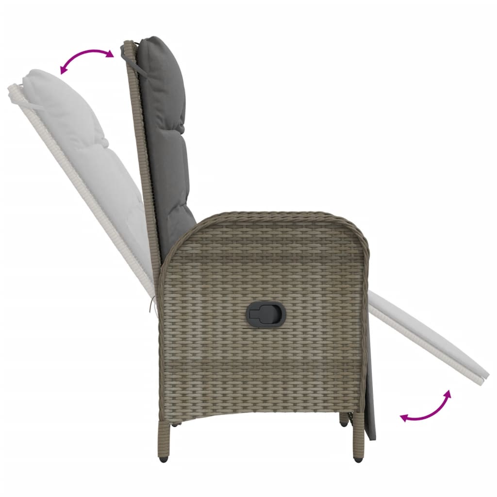 Garten Relaxsessel 2er Set mit Tisch - Polyrattan Lounge Möbel