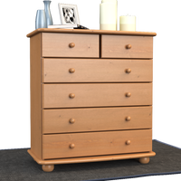 Anika Kommode Sideboard | Anrichte | 6-Schubladen | 100% Bio Kiefer Massivholz