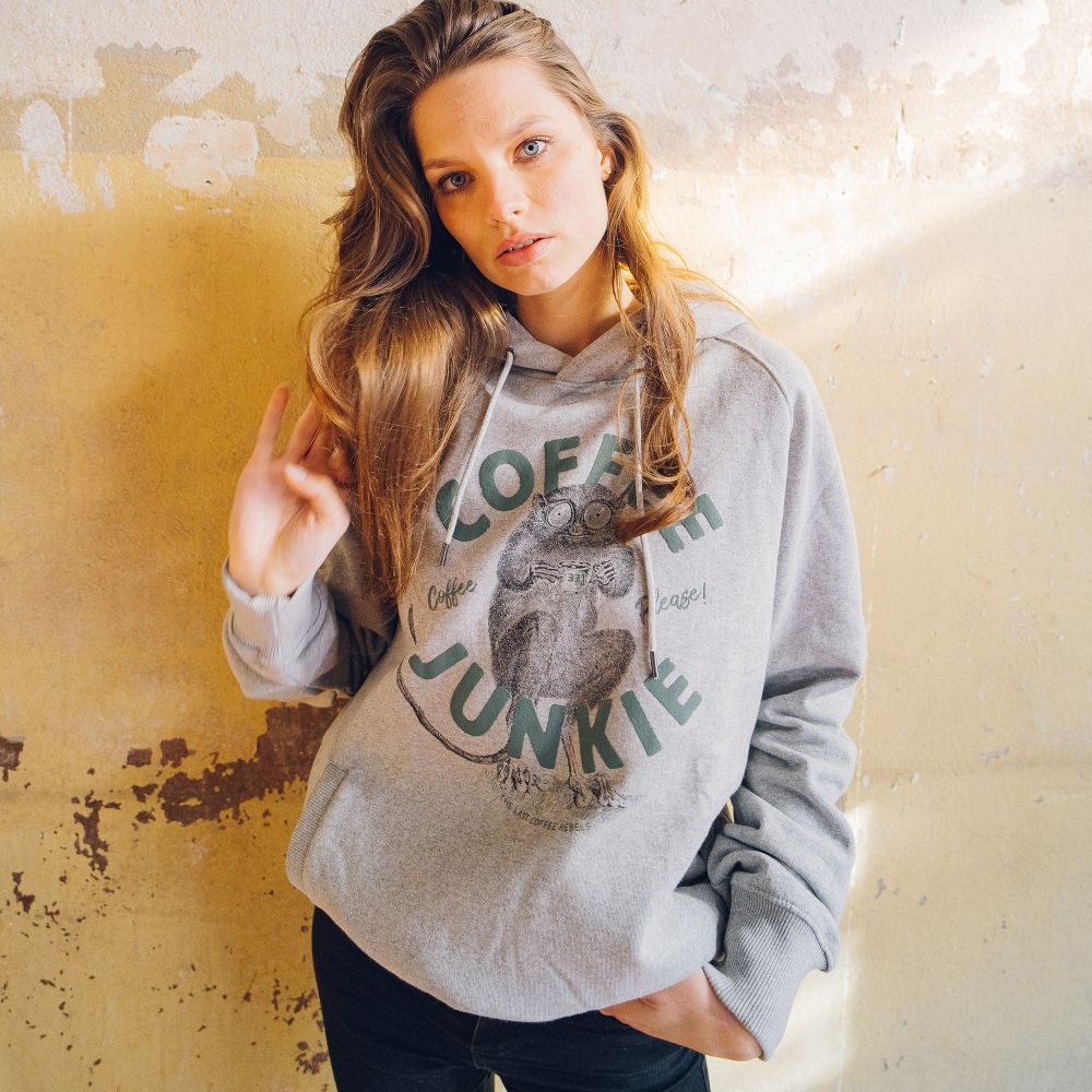Coffee Junkie Hoodie grau