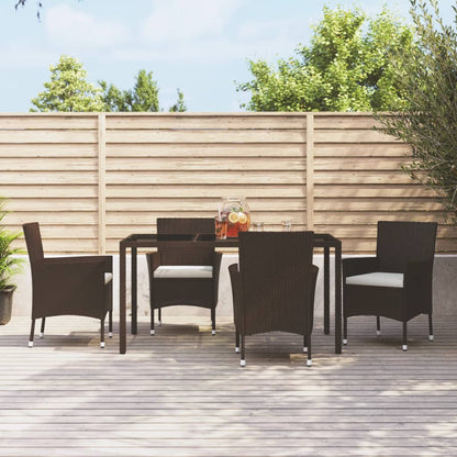Gartenstühle 4er-Set mit Kissen – Poly-Rattan Schwarz