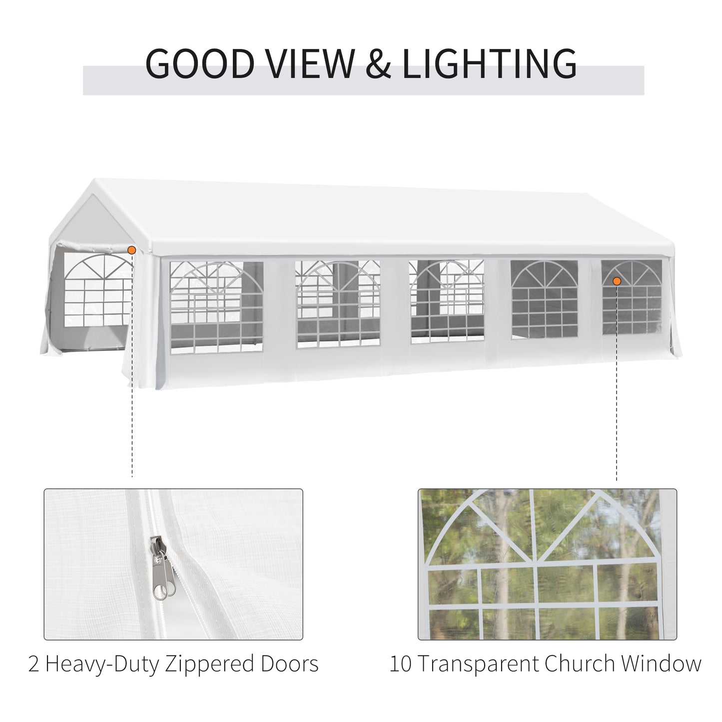 20x32 Heavy Duty Wedding Canopy Event Tent Outdoor Wedding Shelter With Removable Sidewalls Double Doors