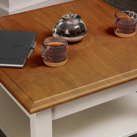 Bologna Elegante Massivholz Kiefer kleiner Couchtisch | Farbe Weiß - Eiche