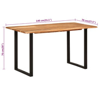 dining table 140×70×76 cm solid acacia wood   dining table 140×70×76
