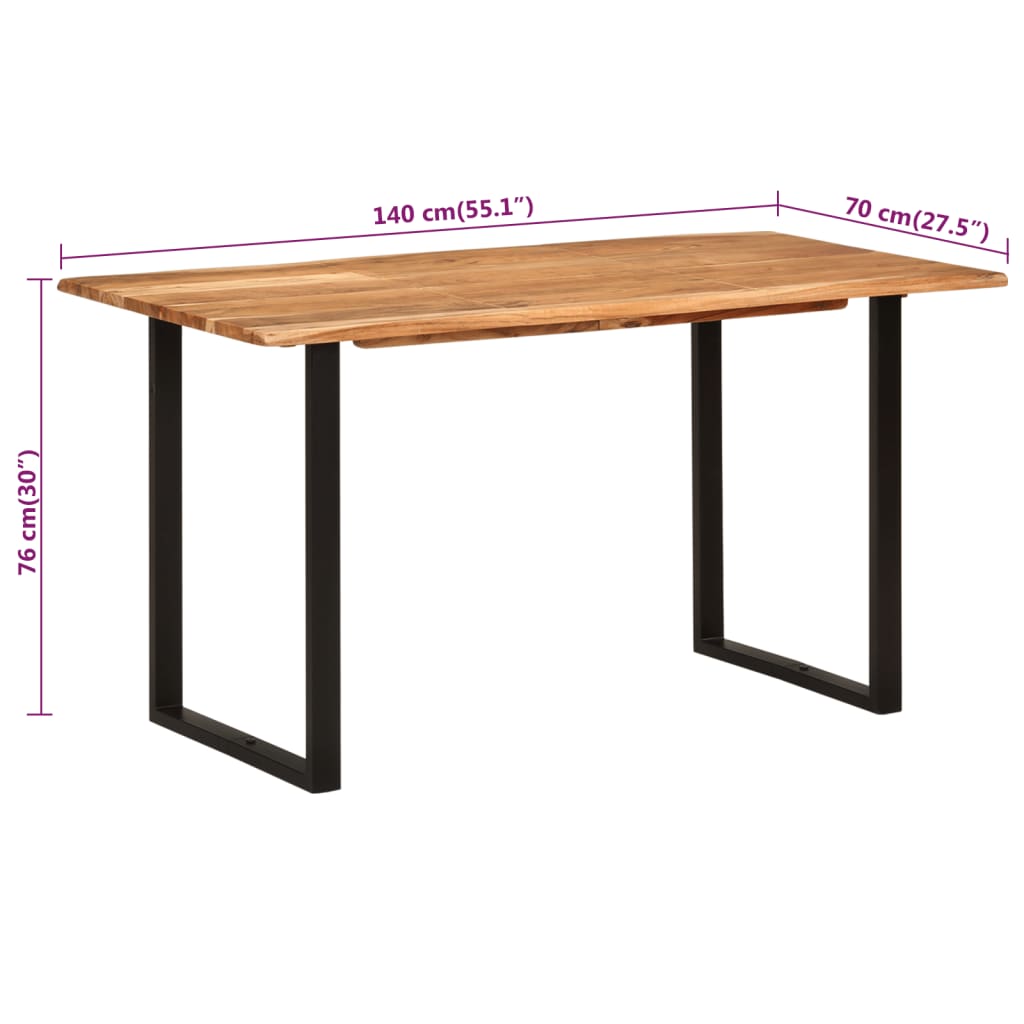 dining table 140×70×76 cm solid acacia wood   dining table 140×70×76