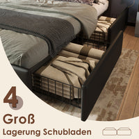 Polsterbett mit LED-Beleuchtung und 4 Schubladen – Modernes Design trifft auf smarte Funktionalität