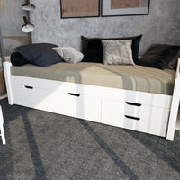 Einzelbett 90x200cm | 3-Schubladen | 100% Bio-Kiefer Massivholz Gästebett