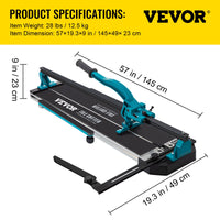 Fliesenschneider 48 Zoll Manuell - Profi Fliesenschneidemaschine mit Einzelschiene und Doppelhalterung
