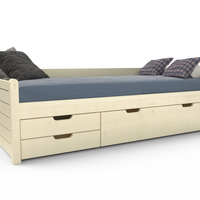Einzelbett 90x200cm | 3-Schubladen | 100% Bio-Kiefer Massivholz Gästebett