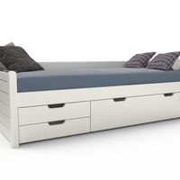 Einzelbett 90x200cm | 3-Schubladen | 100% Bio-Kiefer Massivholz Gästebett