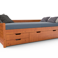 Einzelbett 90x200cm | 3-Schubladen | 100% Bio-Kiefer Massivholz Gästebett