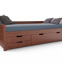 Einzelbett 90x200cm | 3-Schubladen | 100% Bio-Kiefer Massivholz Gästebett