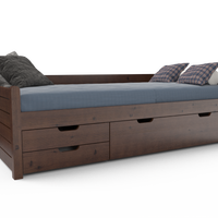 Einzelbett 90x200cm | 3-Schubladen | 100% Bio-Kiefer Massivholz Gästebett