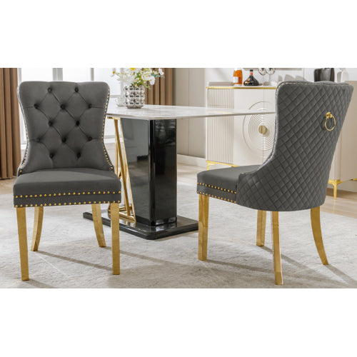 Velvet Metal Leg Dining Chair