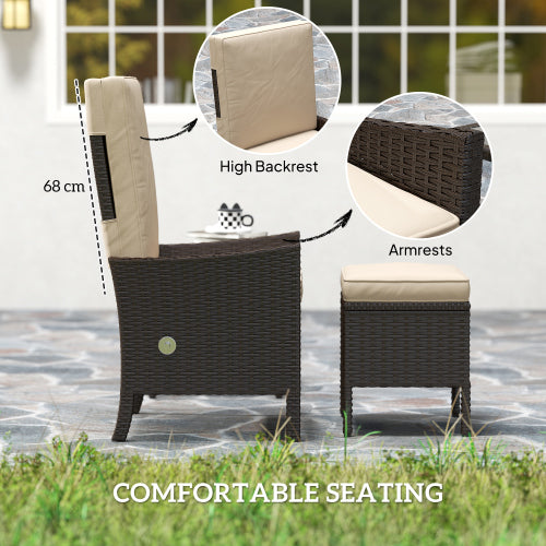 Rattan-Gartenmöbel-Set 5-teilig – Lounge-Set mit Tisch, Khaki