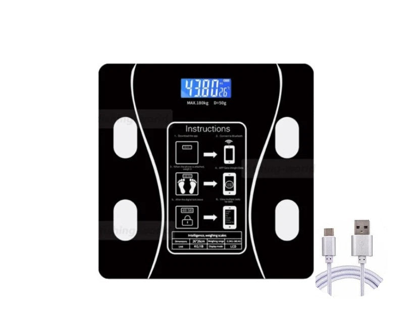 Bluetooth Körperfettwaage | BMI-Analyse & App-Synchronisation – Schwarz