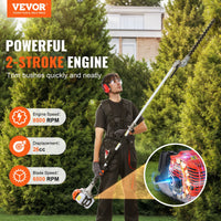 26CC 6-in-1 Multi-Functional Trimming Tools, Gas Hedge Trimmer, Weed Eater, String Trimmer, Brush Cutter, Edger, Pole Saw Chainsaw Pruner With Extension Pole