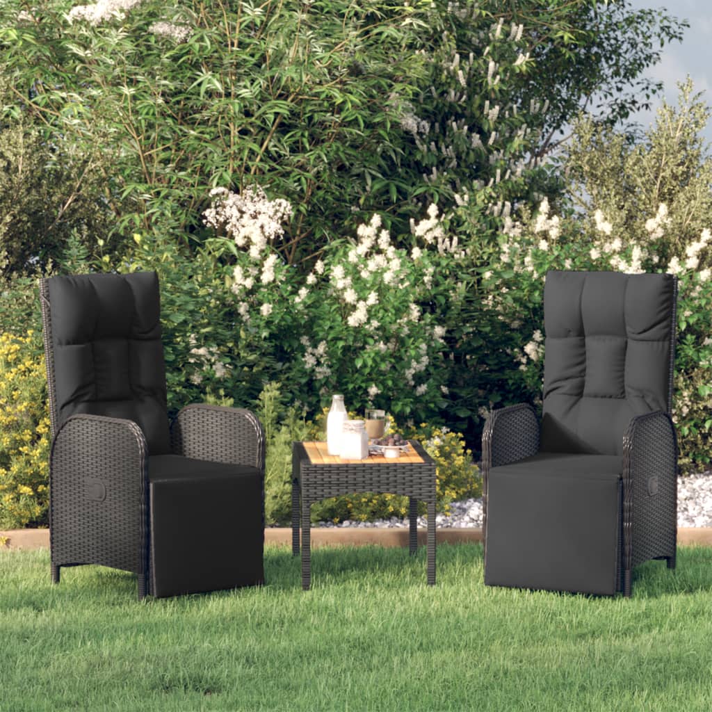 Garten Relaxsessel 2er Set mit Tisch - Polyrattan Lounge Möbel