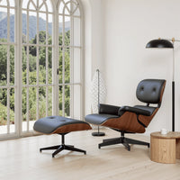 Luxuriöser Relaxsessel mit Ottoman – Zeitloses Mid-Century-Design