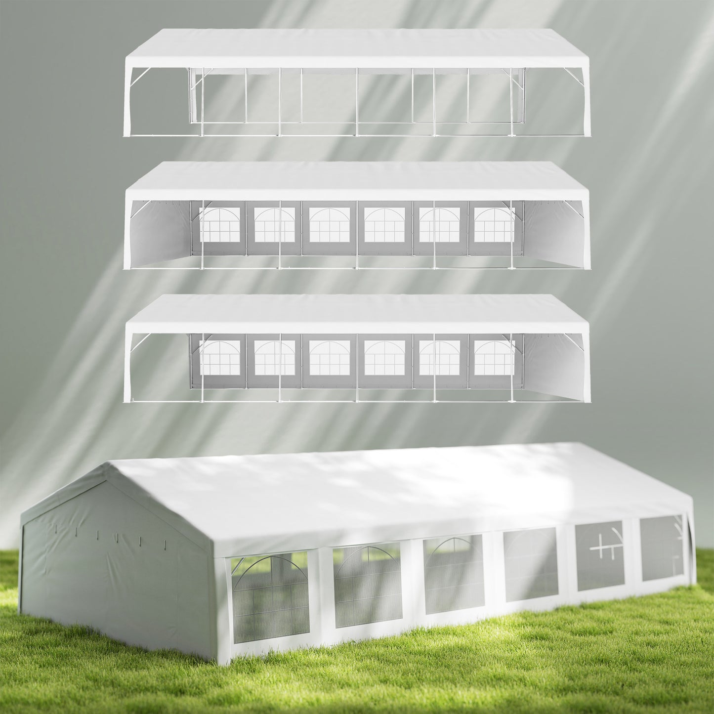 20' X 40' Large Wedding Tent With Removable Protective Sidewalls For Wedding And BBQ And Versatile Uses White