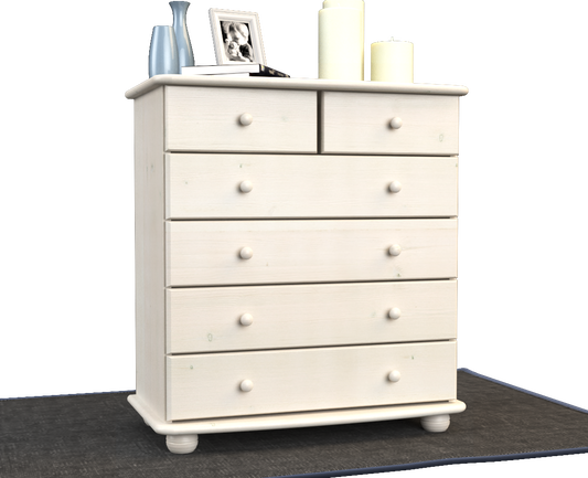 Anika Kommode Sideboard | Anrichte | 6-Schubladen | 100% Bio Kiefer Massivholz