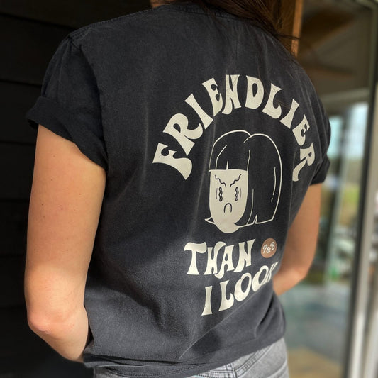 Friendlier then i look - Vintage Black Tee