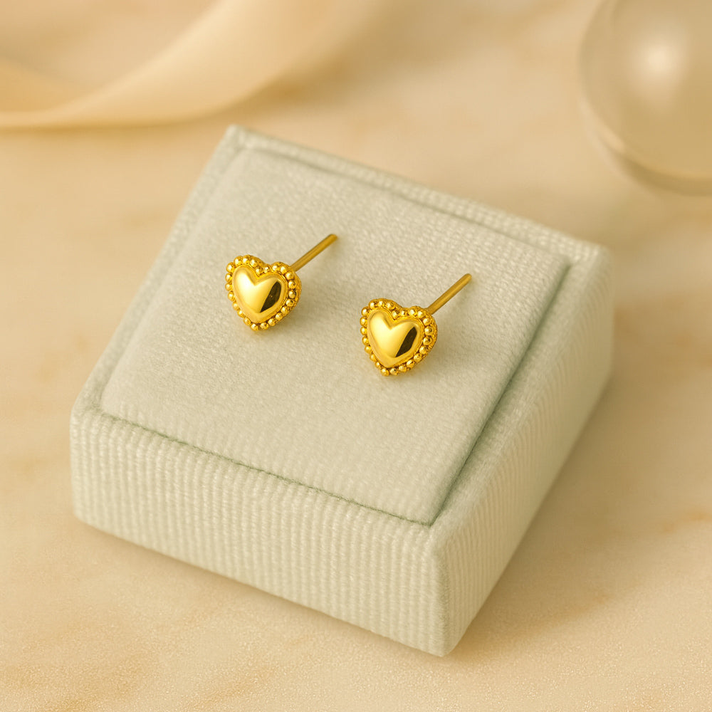 Ohrstecker aus 925er Sterling-Silber, Mini-Herzchen mit filigranem Rand