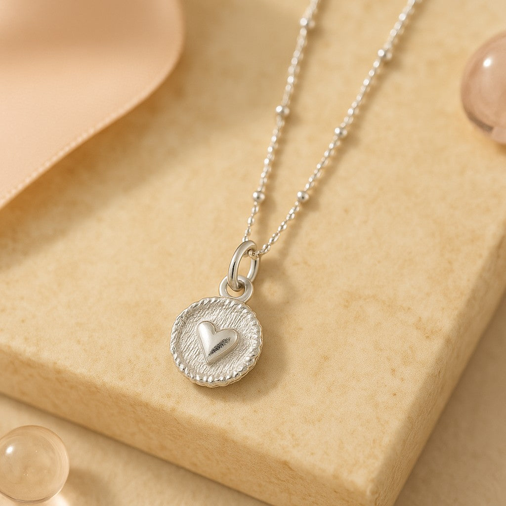Kette mit Anhänger aus 925er Sterling-Silber, Herzmedaillon