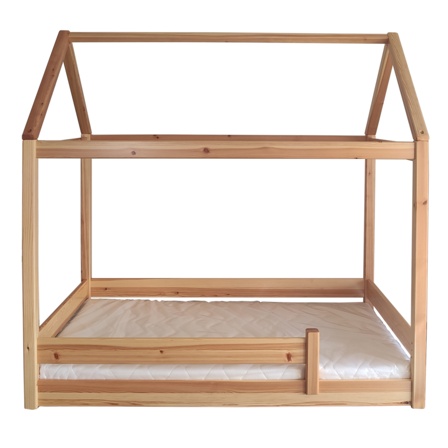 Solis Kinderbett - Hausbett inkl. Bio-Matratze | Massivholz | Naturholz | 100% Bio-Bett