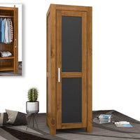 NATURA Leather Kleiderschrank 1-Türig mit Kleiderstange Massivholz