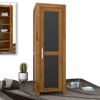 NATURA LEATHER Kleiderschrank 1-Türig mit Regale Massivholz