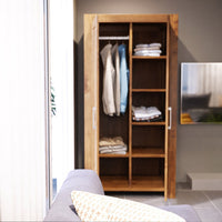 NATURA Kleiderschrank mit Regalen 2-Türig Massivholz
