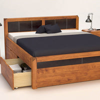 MODENA-VERSO Massivholzbett mit 4 x Bettschubladen