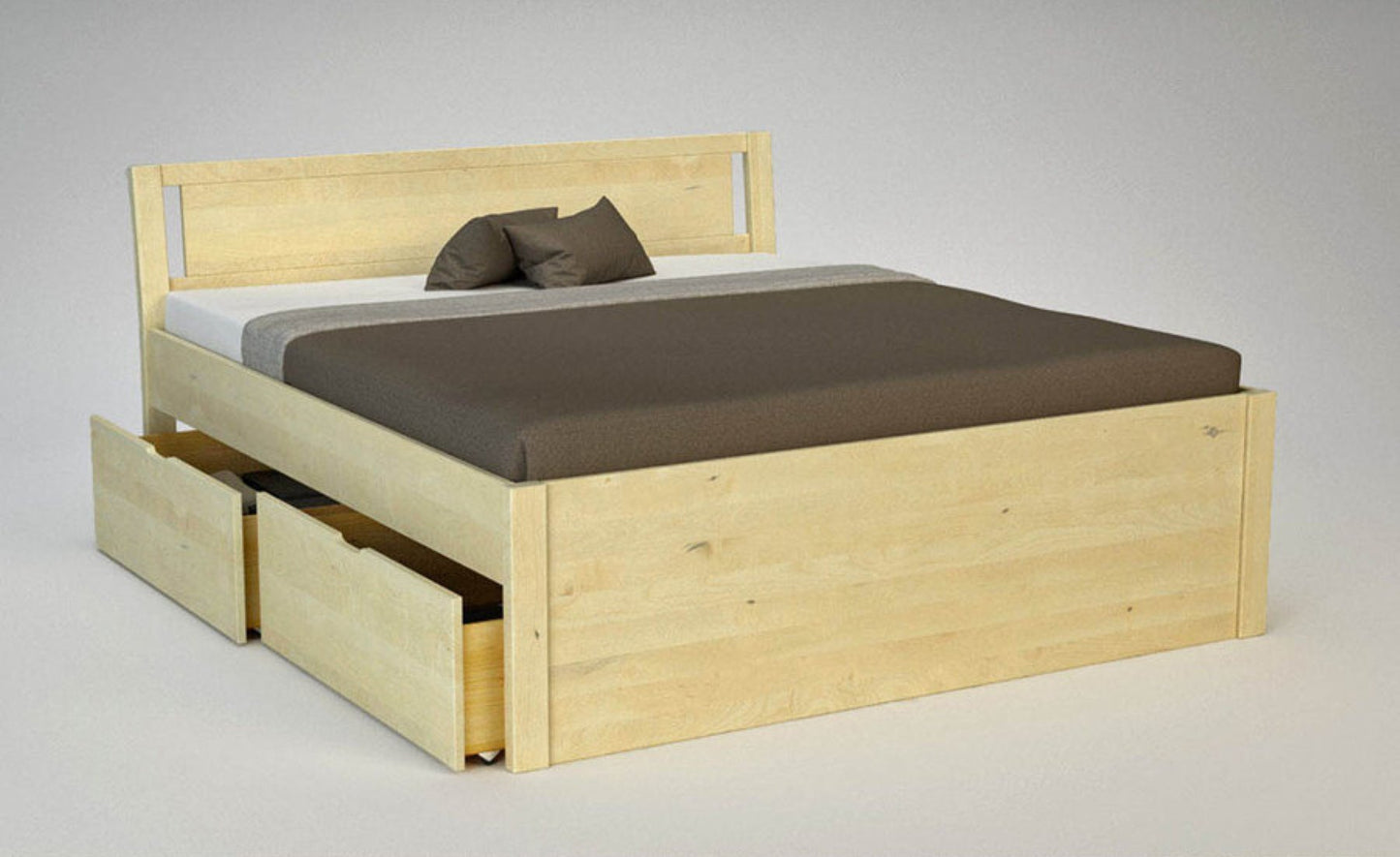PENDENZA-VERSO Massivholzbett mit 4 x Bettschubladen